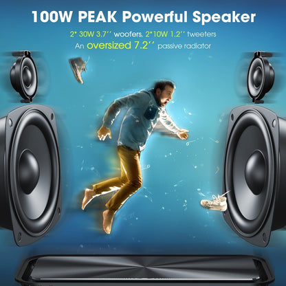 W-KING Portable Loud Bluetooth Speakers with Subwoofer, (100W Peak) 60W Outdo...