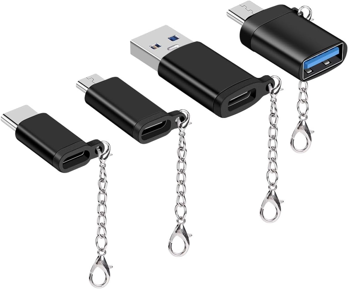 USB C Adapter 4Pack Micro USB to USB C Adapter USB C to USB-A USB C to USB Converter Type C Adapter OTG USB Type C Adapter Portable Key Fob for Huawei Mate Galaxy LG