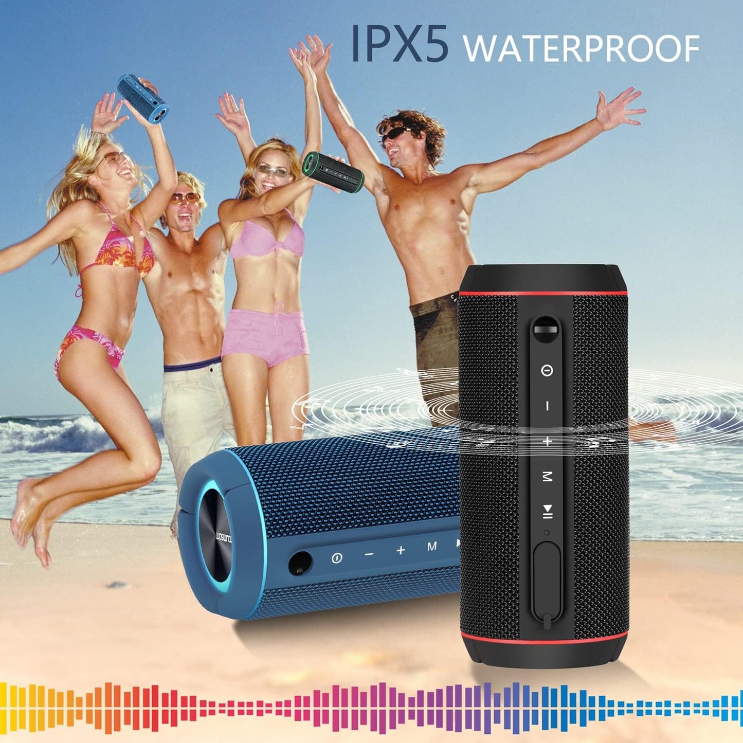 Bluetooth Speakers, Portable Wireless Bluetooth Speaker, IPX5 Waterproof, Outdoor Speakers with Bluetooth 5.0, TWS Pairing and Battery Speaker for Travel & Home